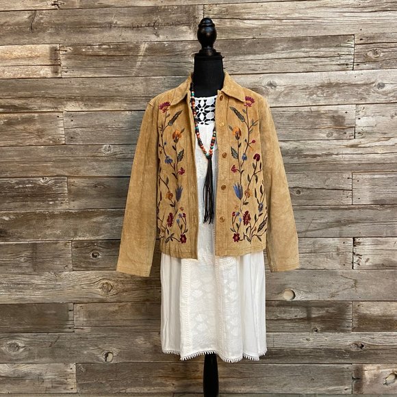✨🌸Gorgeous Boho/Western Tan Suede Jacket - Picture 4 of 8